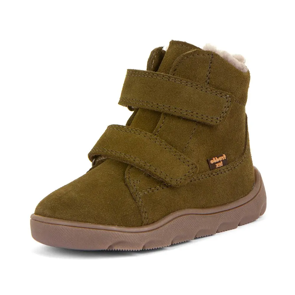 Chlapecké zimní barefoot boty ZERU TEX FURRY Olive, Froddo, G2110149-4, zelená -
