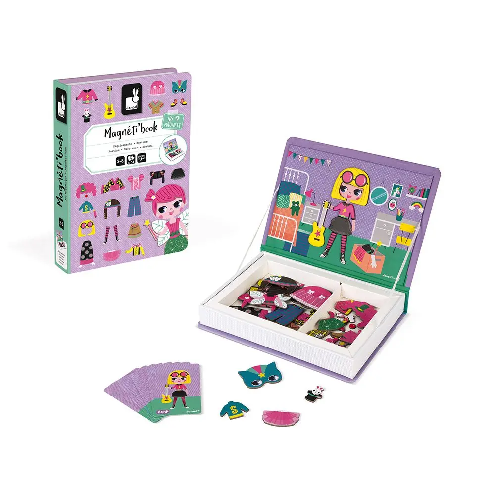 Puzzle magnetické - Kniha, Oblékání dívky (Janod)