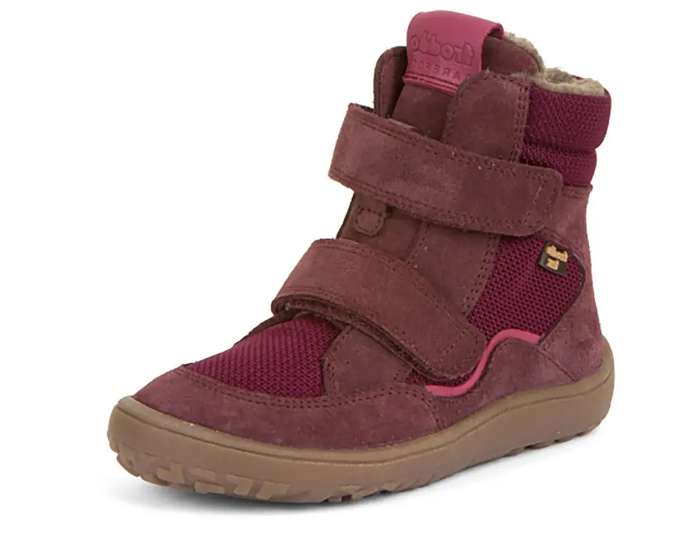 Dívčí zimní barefoot boty TEX WINTER Bordeaux, Froddo, G3160233-7, červená