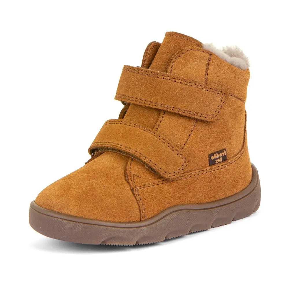 Dětské zimní barefoot boty ZERU TEX FURRY Cognac, Froddo, G2110149-2, hnědá -