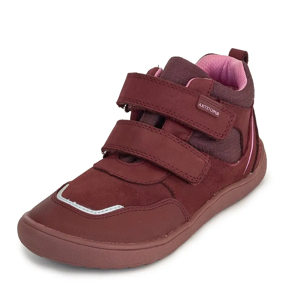 Dívčí celoroční boty s membránou Barefoot BANET BORDO, Protetika, červená - 24