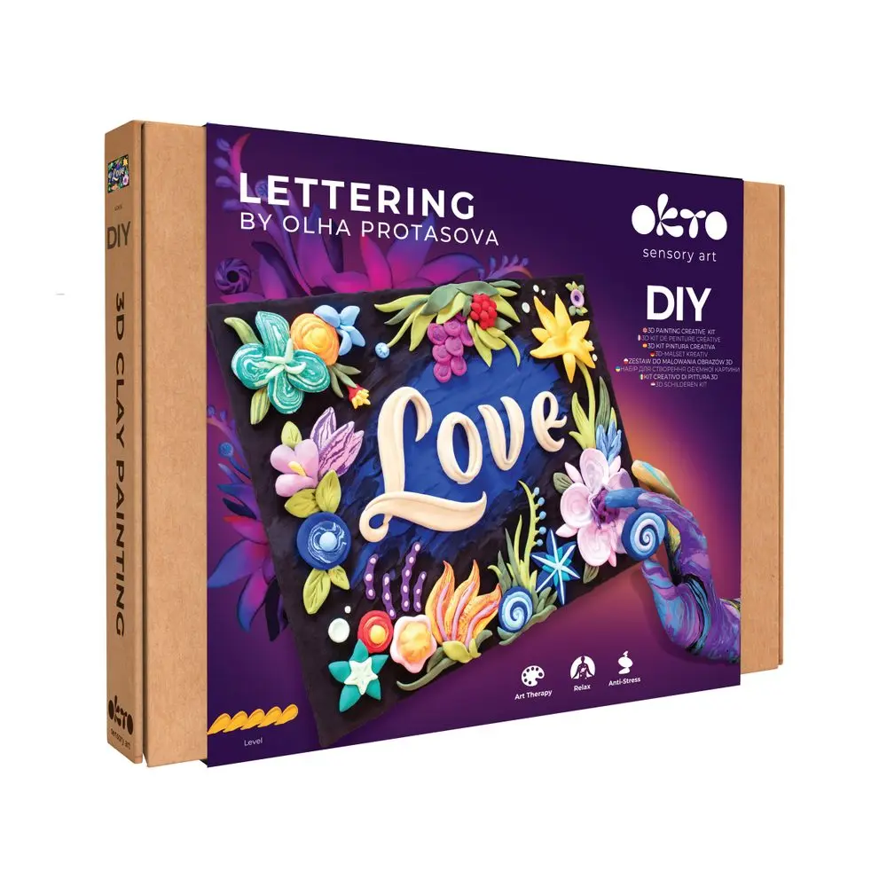OKTO Lettering Výtvarný set malování hmotou "LOVE" 30x40 cm, OKTO, W060462