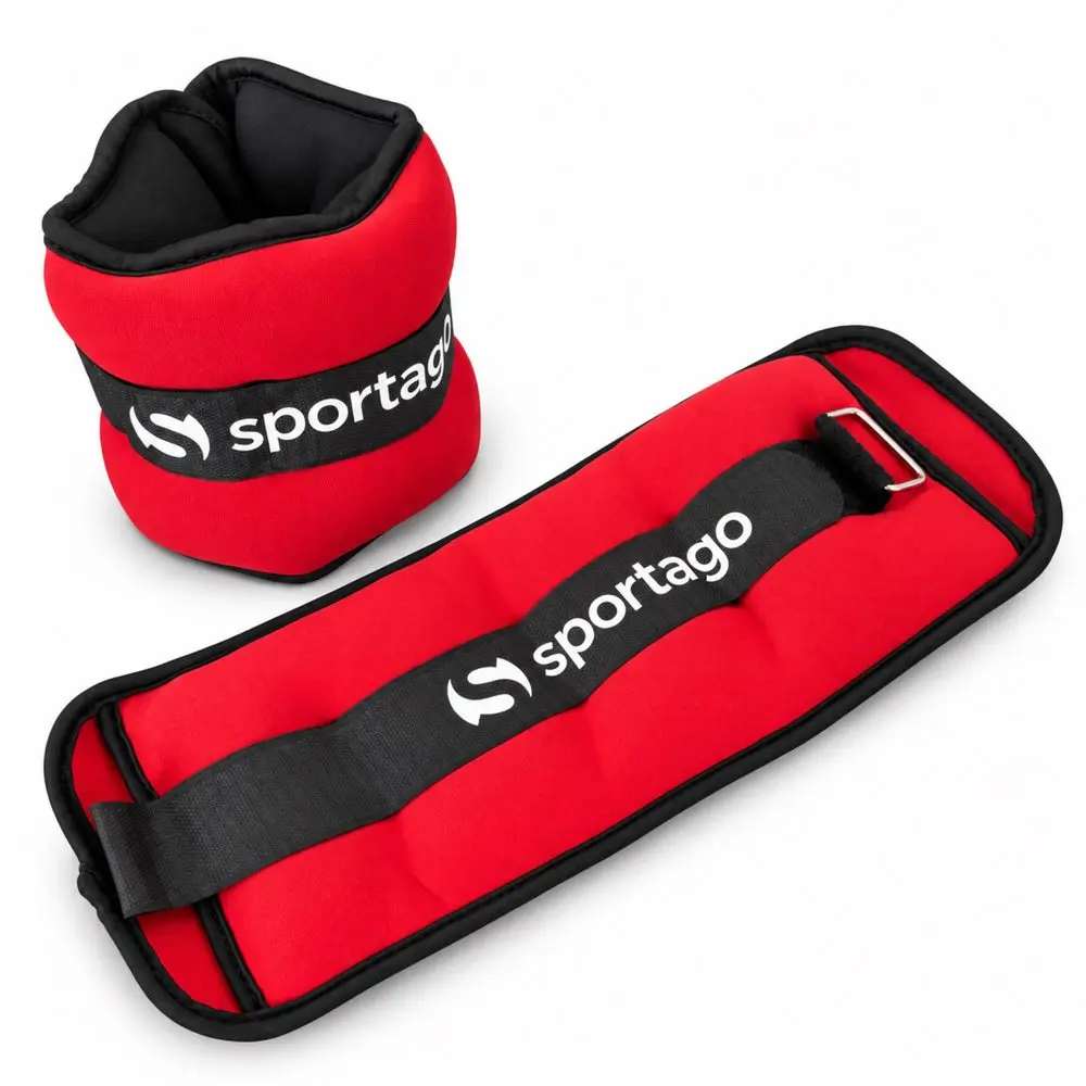 Sportago Mova 2×2 kg – neoprenová závaží na zápěstí a kotníky - červená