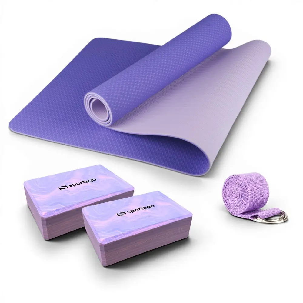 Sportago Yoga Start – kompletní sada na jógu - lila