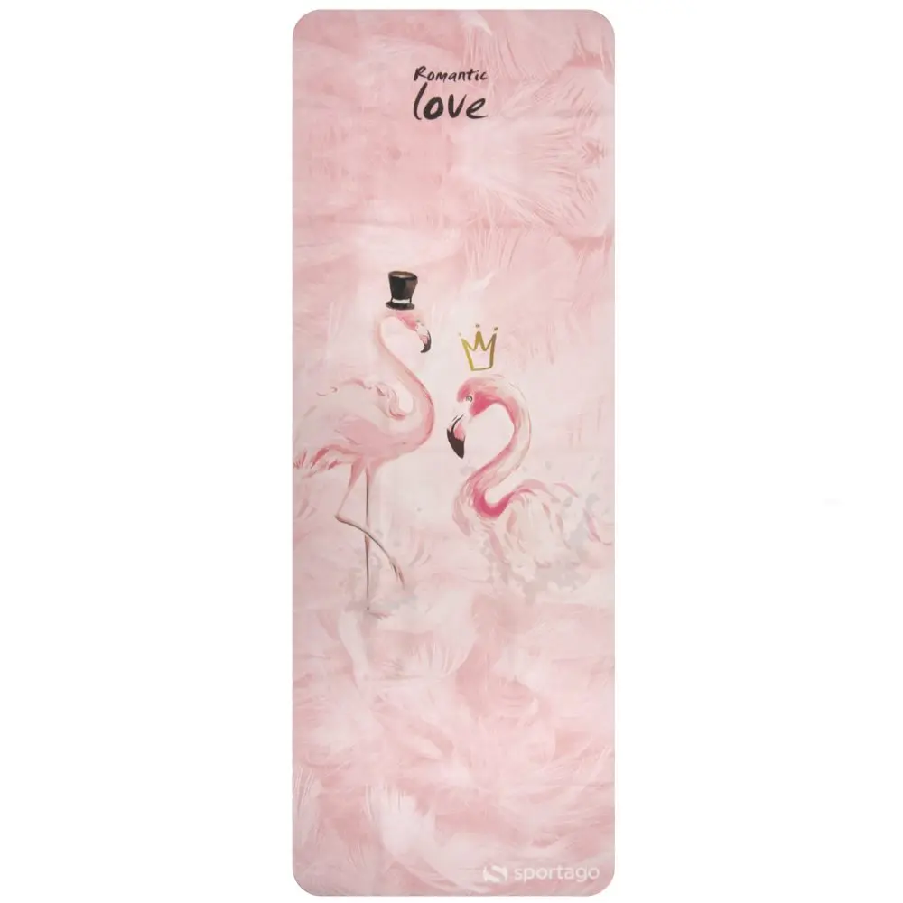 Premium semišová podložka na jógu Sportago 185x68x0,15 cm - Plameňáková Láska