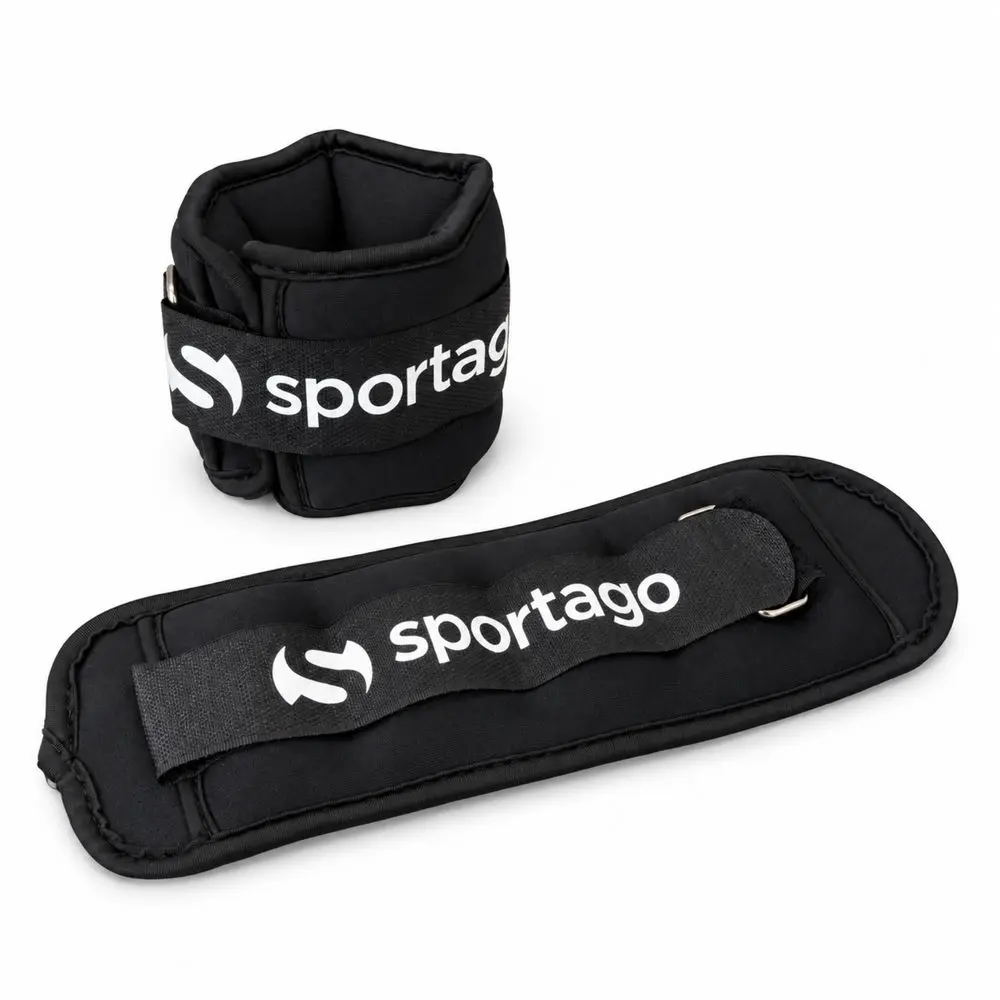 Sportago Mova 2×1 kg – neoprenová závaží na zápěstí a kotníky - černá