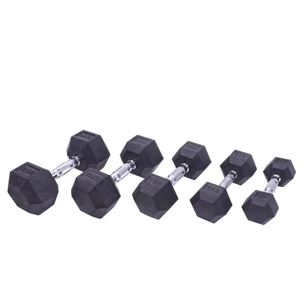 Sada jednoručních činek Sportago Hexagon - 5 kg - 10 kg - 2,5 + 5 + 7,5 + 10 + 12,5 kg