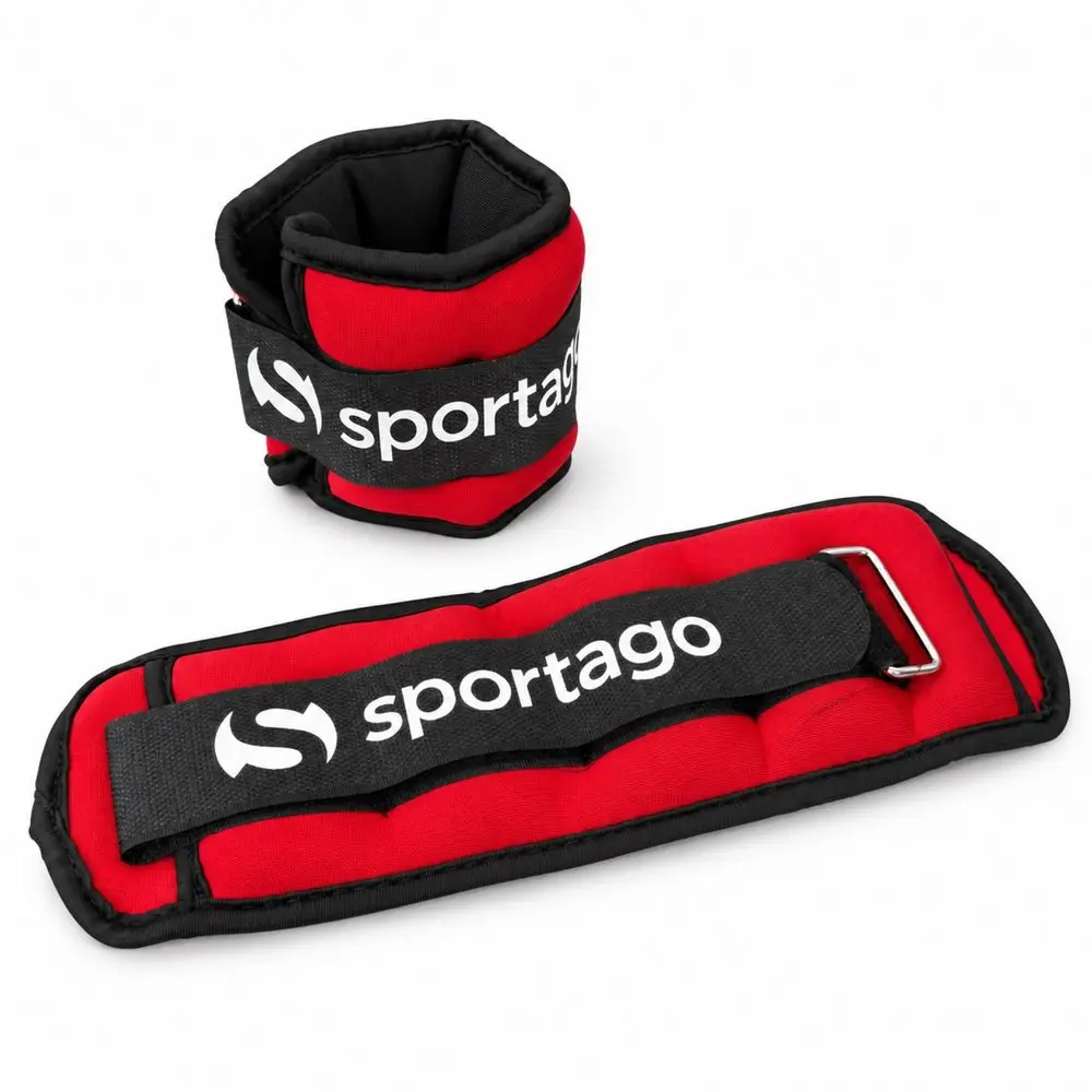 Sportago Mova 2×1 kg – neoprenová závaží na zápěstí a kotníky - červená