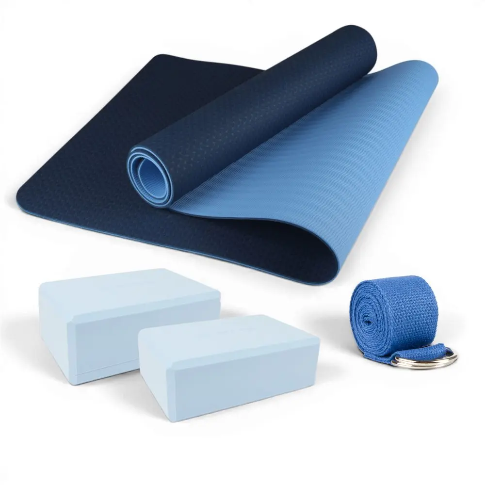 Sportago Yoga Start – kompletní sada na jógu - modrá