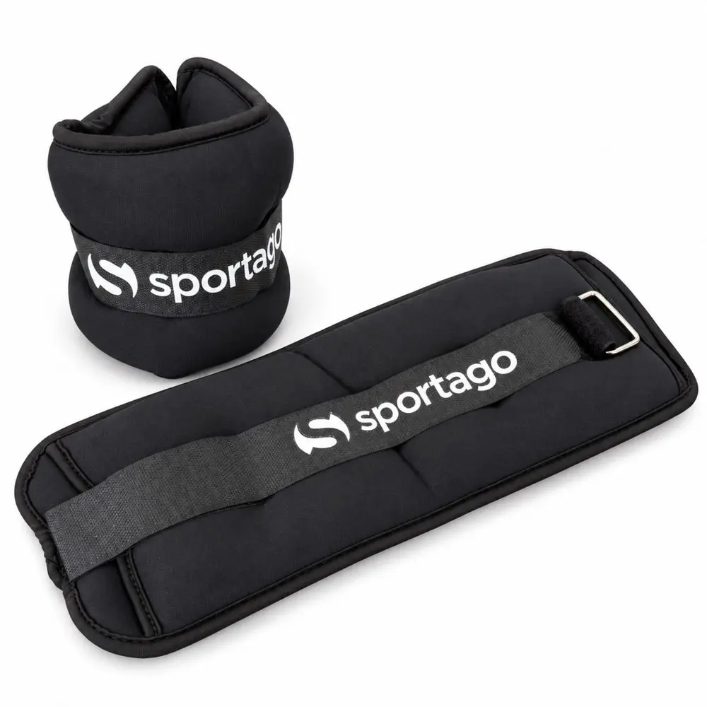 Sportago Mova 2×2 kg – neoprenová závaží na zápěstí a kotníky - černá