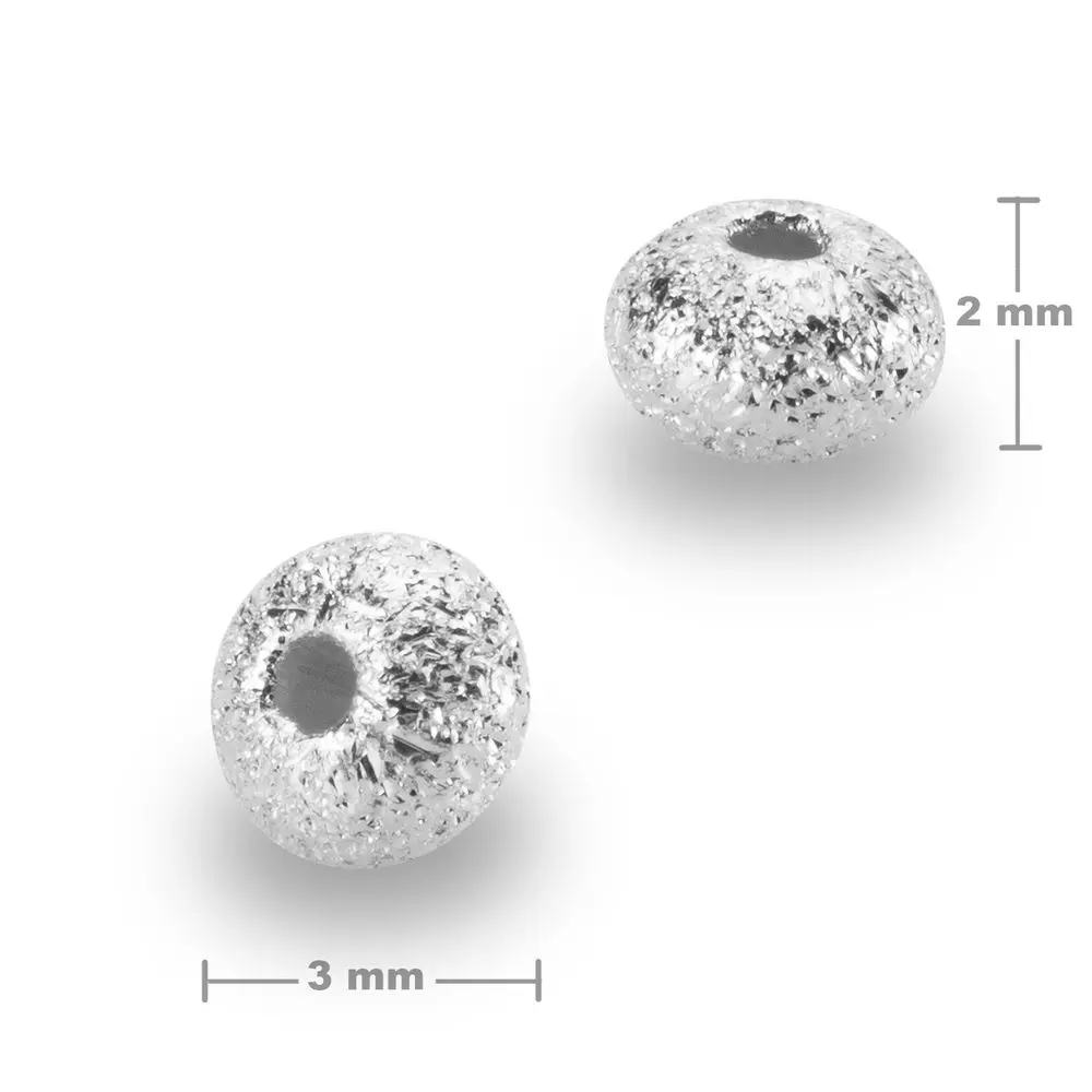 Stříbrný korálek stardust 3 x 2 mm - 4 ks