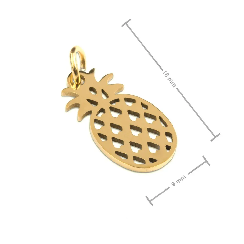 Přívěsek z chirurgické oceli ananas v barvě zlata - 1 ks