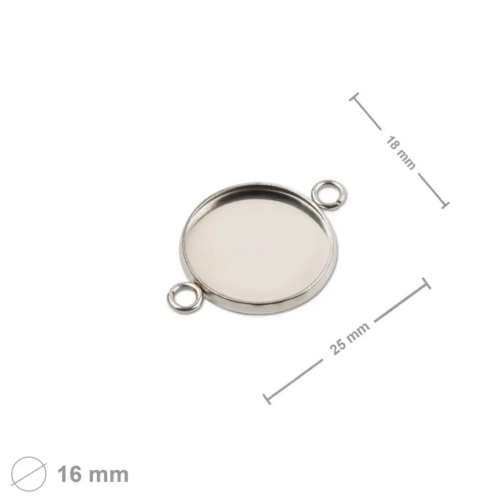 Bižuterní lůžko na spojovací díl kulaté 16 mm z chirurgické oceli -