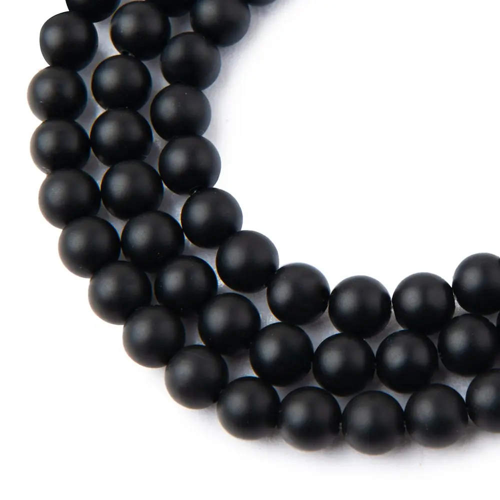 Korálky z minerálu Černý onyx matný 8 mm - 24 ks