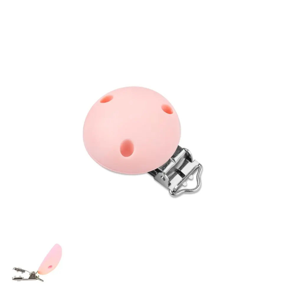 Silikonový klip na dudlík 34 mm s kovovou sponou Pink Blush -