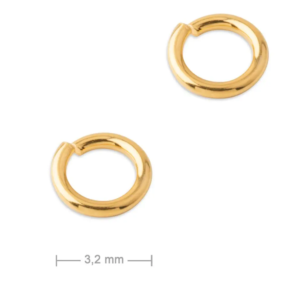 Stříbrný spojovací kroužek 3,2 mm pozlacený 24K zlatem - 50 ks