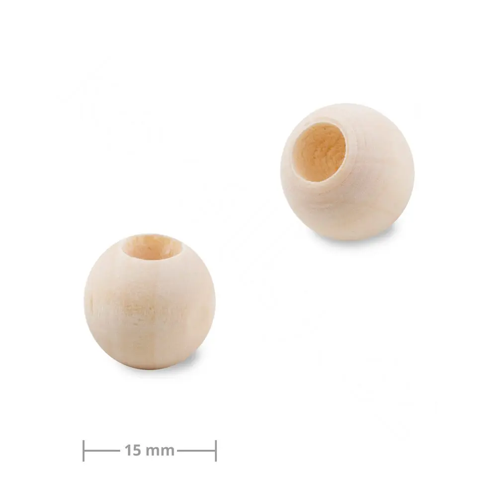 Dřevěné korálky s velkým průtahem pro Macramé 15 mm - 100 ks
