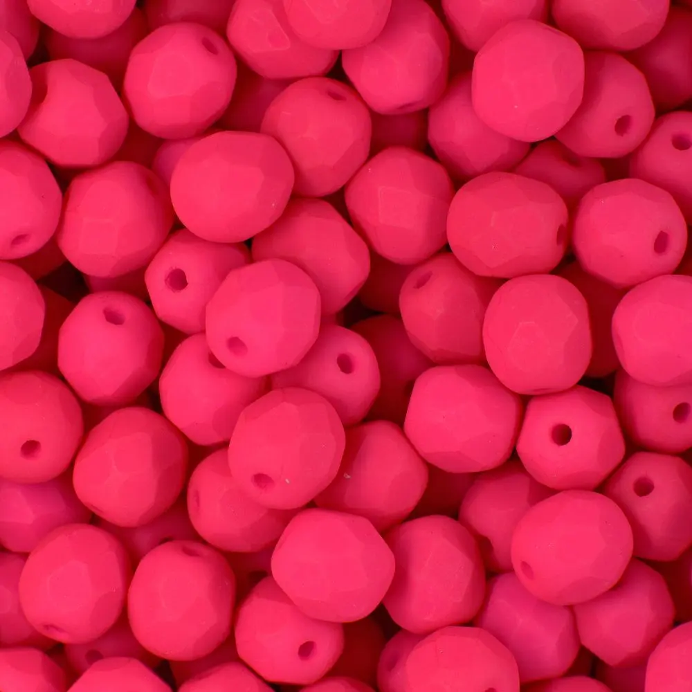 Manumi české broušené korálky 6 mm Neon Pink - 30 ks