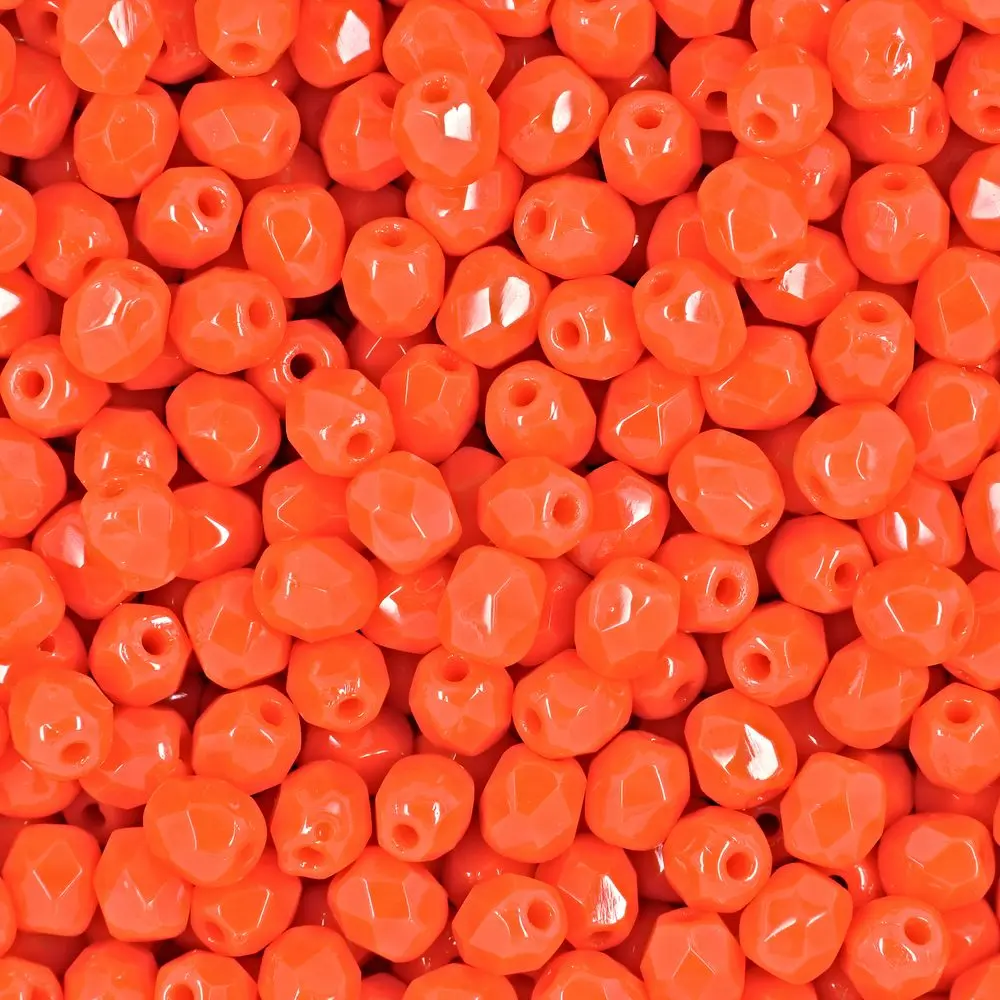 Manumi české broušené korálky 4 mm Opaque Bright Orange - 45 ks