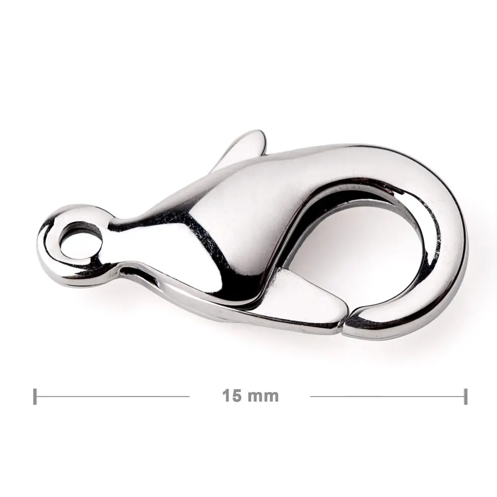 Bižuterní karabinka z chirurgické oceli 316L 15 mm -