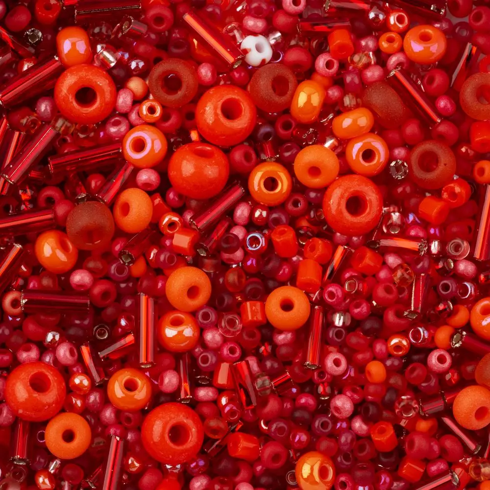 PRECIOSA ORNELA Rokajlové korálky - PRECIOSA směs rokajlových korálků červená - 100 g