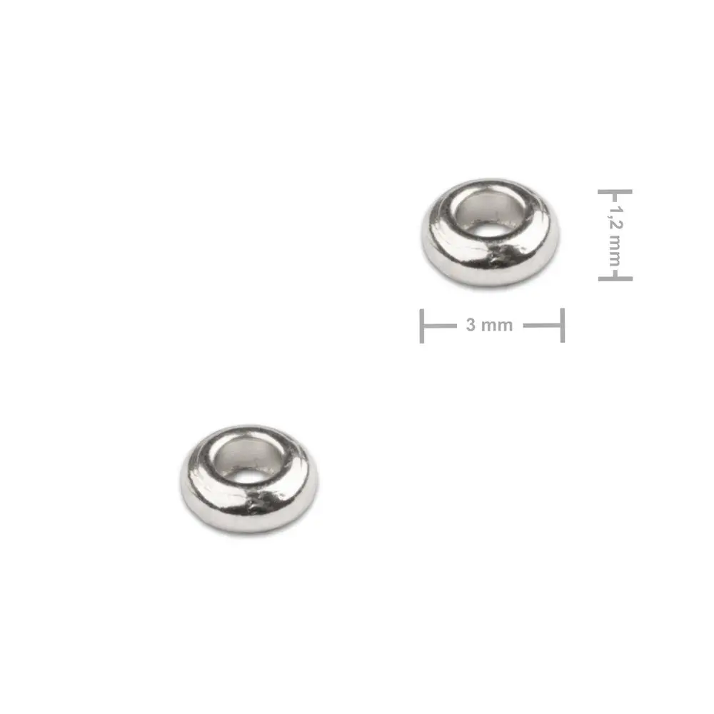 Distanční kroužek z chirurgické oceli placička 3 x 1,2 mm - 12 ks