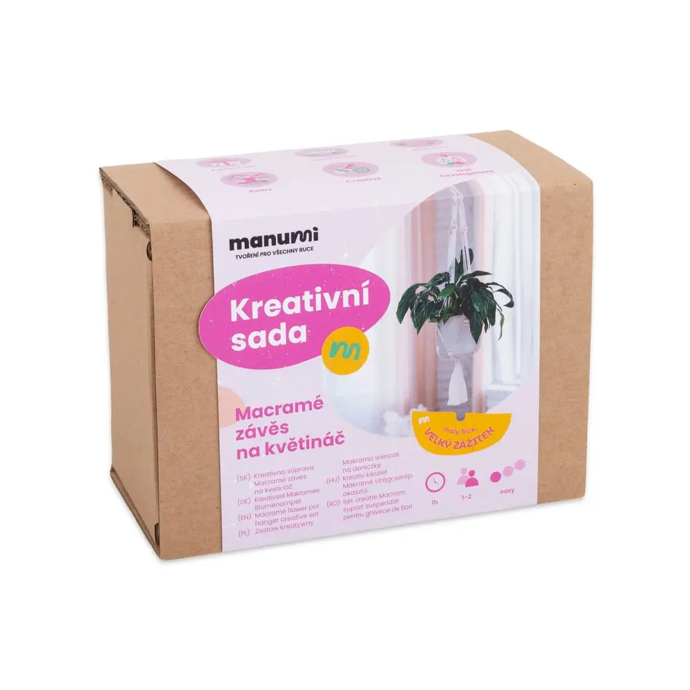Manumi kreativní sada na výrobu macramé závěsu na květináč - 1 ks