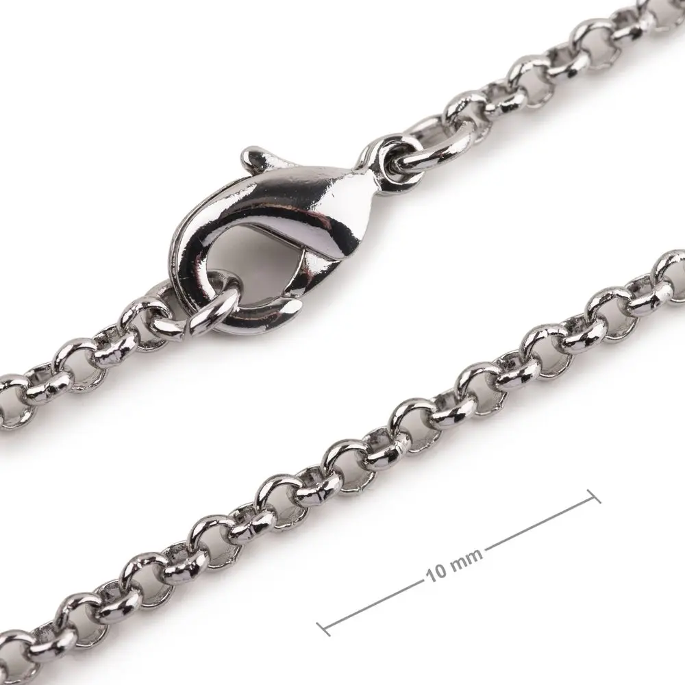 Bižuterní rolo řetízek s 2 mm okem se zapínáním v barvě platiny 45cm - 1 ks