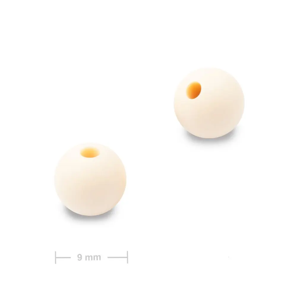 Silikonové kulaté korálky 9 mm Cream - 6 ks