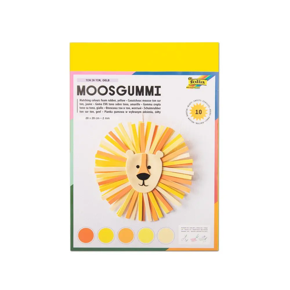 Moosgummi pěnová guma 10 listů odstíny žluté - 1 balení