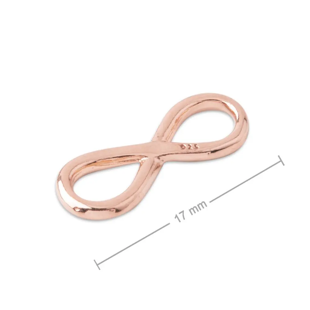 Stříbrný spojovací díl nekonečno 17 mm pozlacený 18K růžovým zlatem - 1 ks
