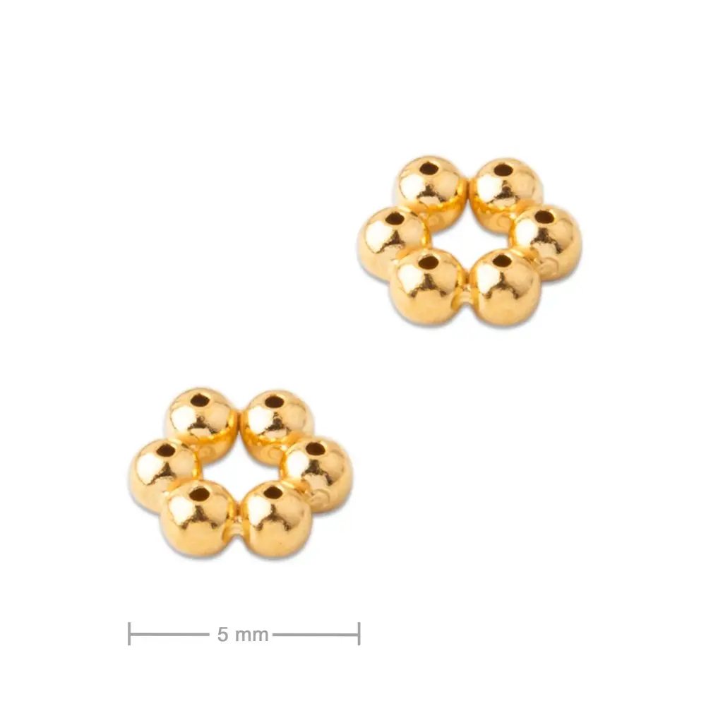Stříbrný distanční kroužek 5 x 2 mm pozlacený 24K zlatem -