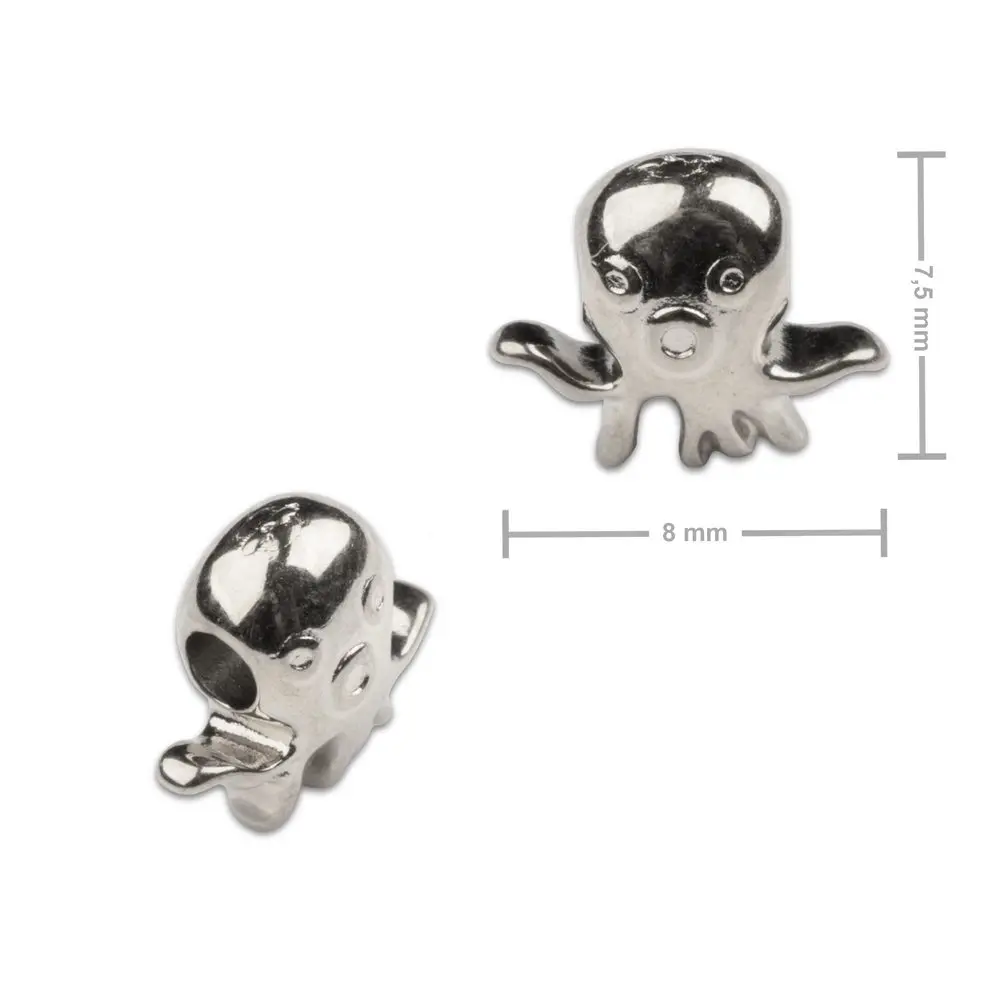 Korálek z chirurgické oceli ve tvaru chobotnice 7,5 x 8 mm - 1 ks