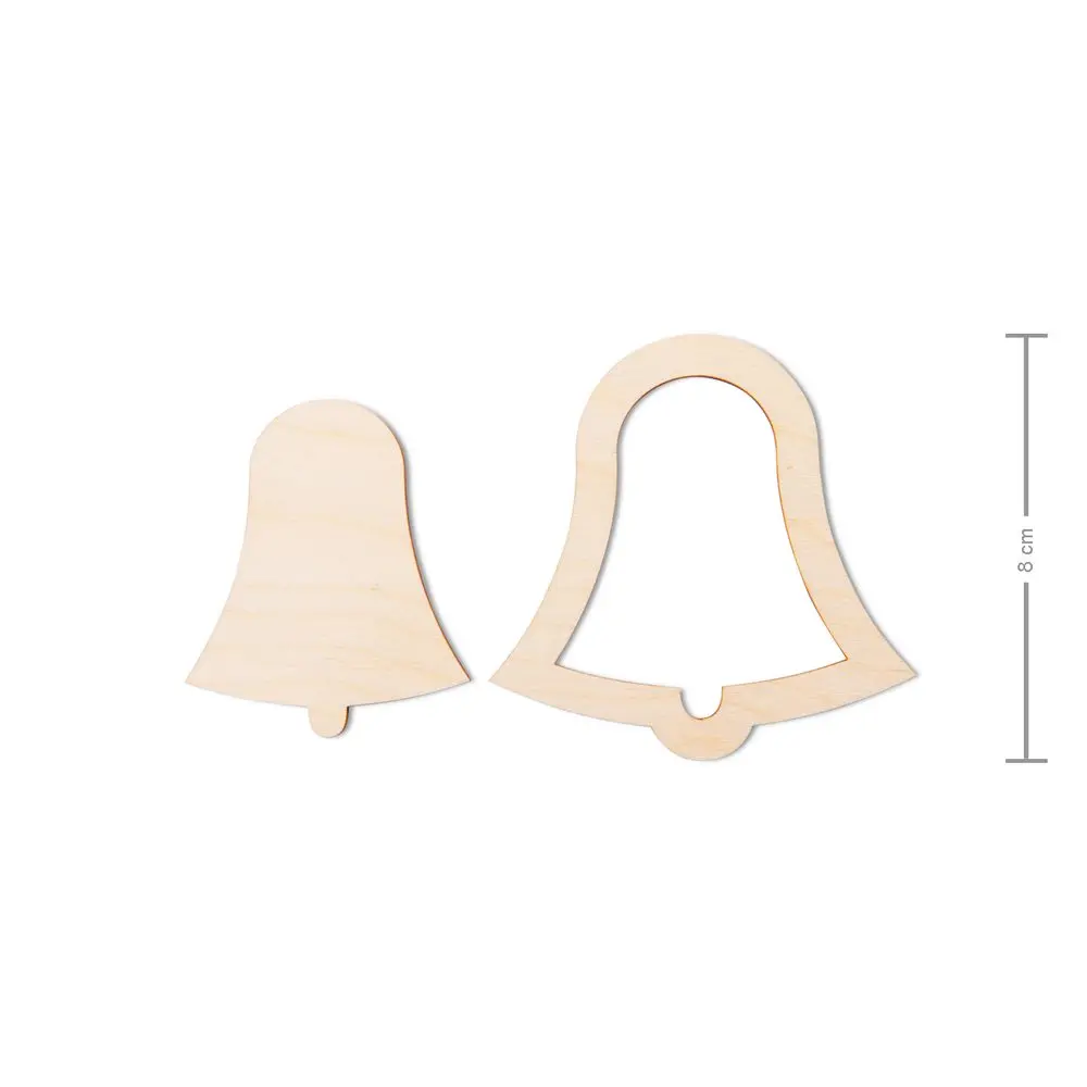 Dřevěný výřez i výplň zvonek 8cm - 3 ks