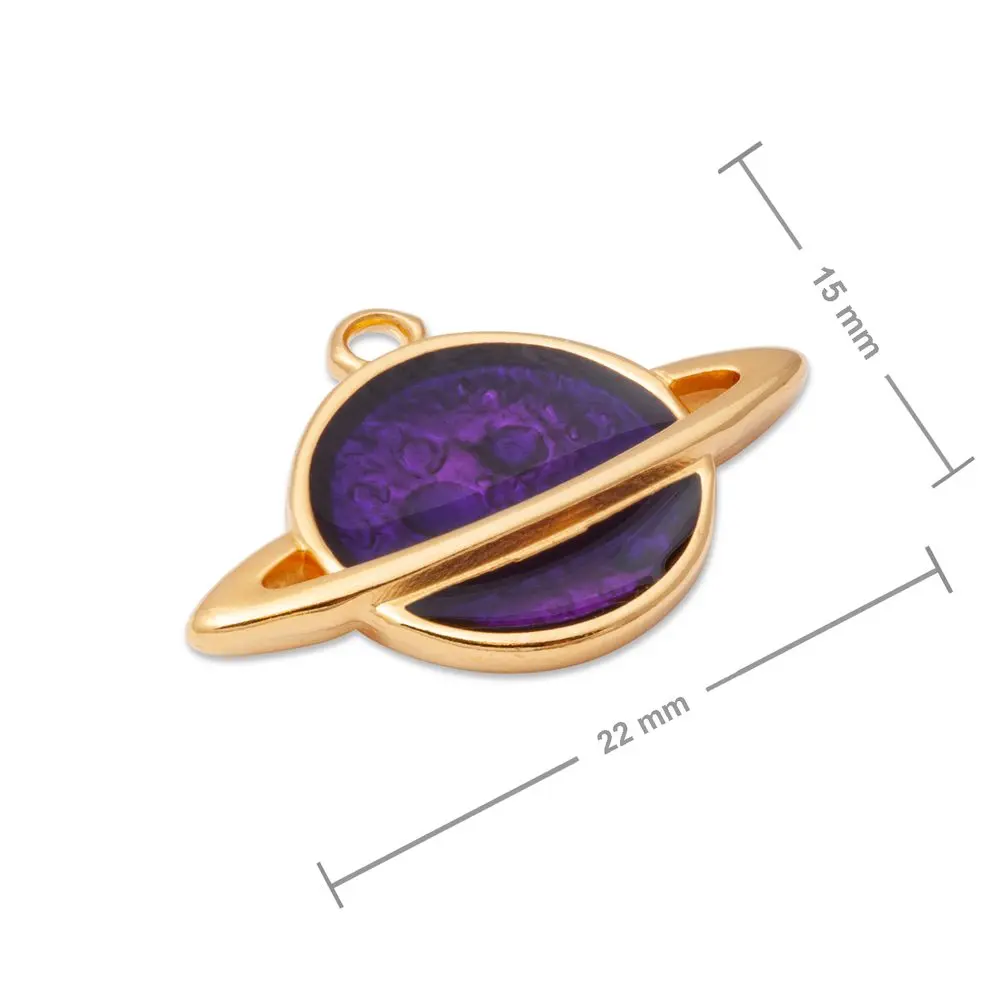 Manumi přívěsek fialová planeta 22x15 mm pozlacený - 1 ks
