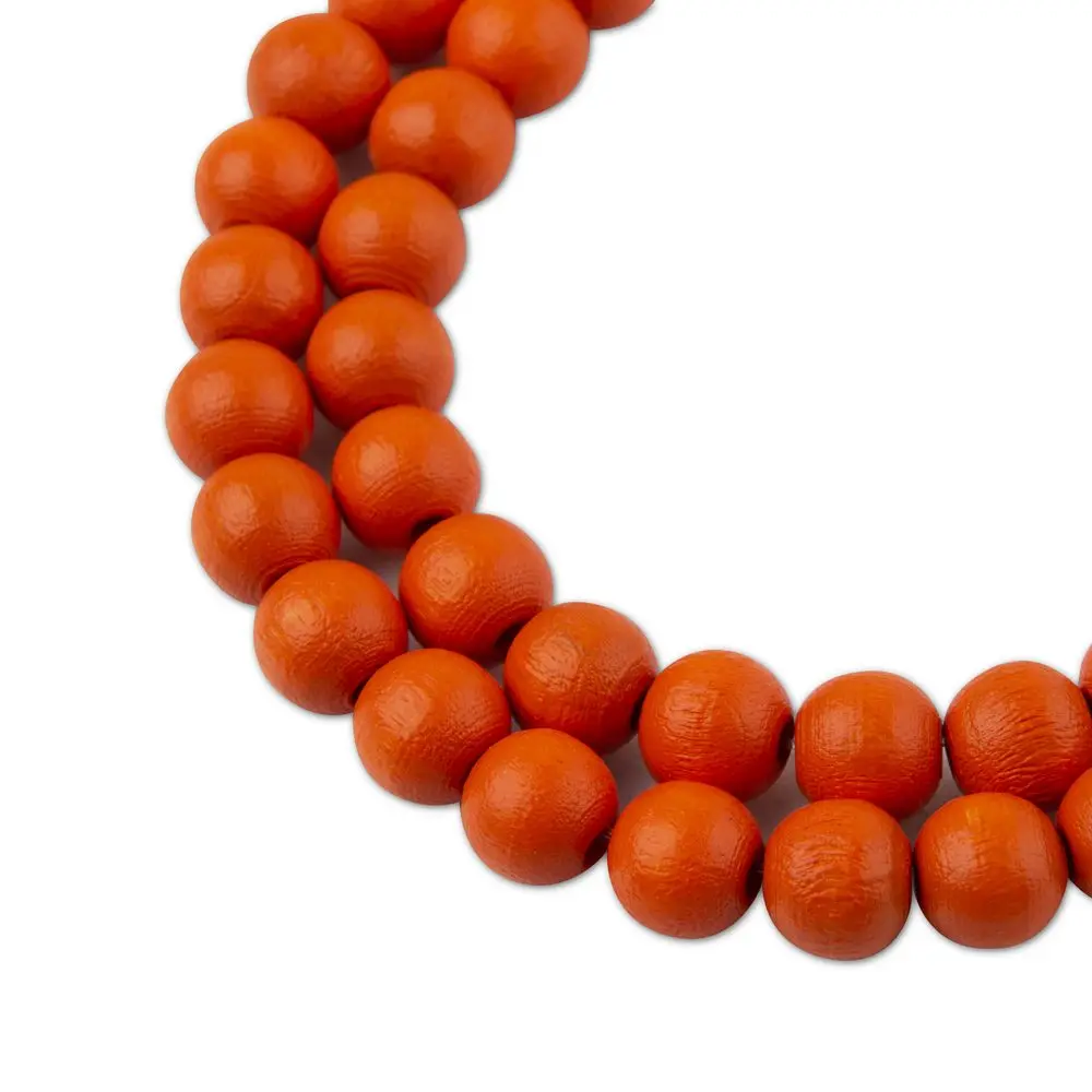 Manumi české dřevěné korálky 8 mm oranžové - 22 ks