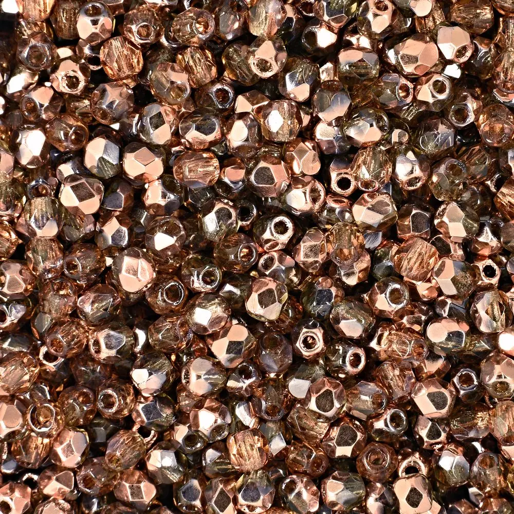 Manumi české broušené korálky 3 mm Copper Smoky Topaz - 300 ks