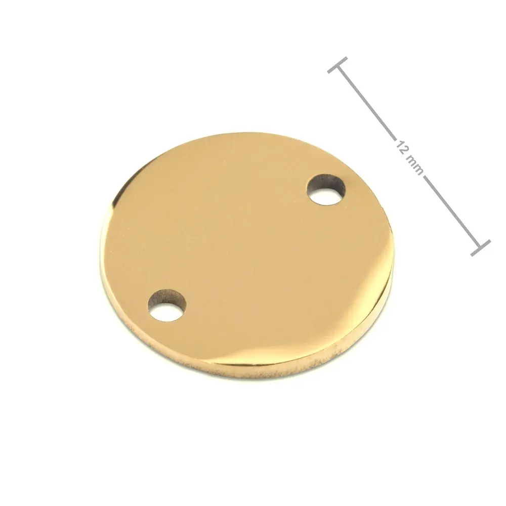 Spojovací díl z chirurgické oceli medailon pro gravírování 12 mm v barvě zlata - 1 ks