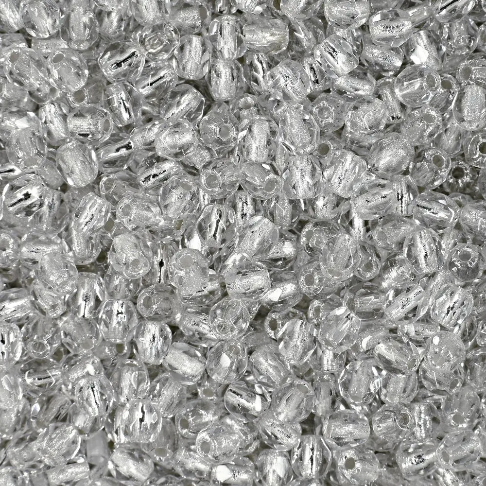 Manumi české broušené korálky 3 mm Crystal Silver Lined - 60 ks
