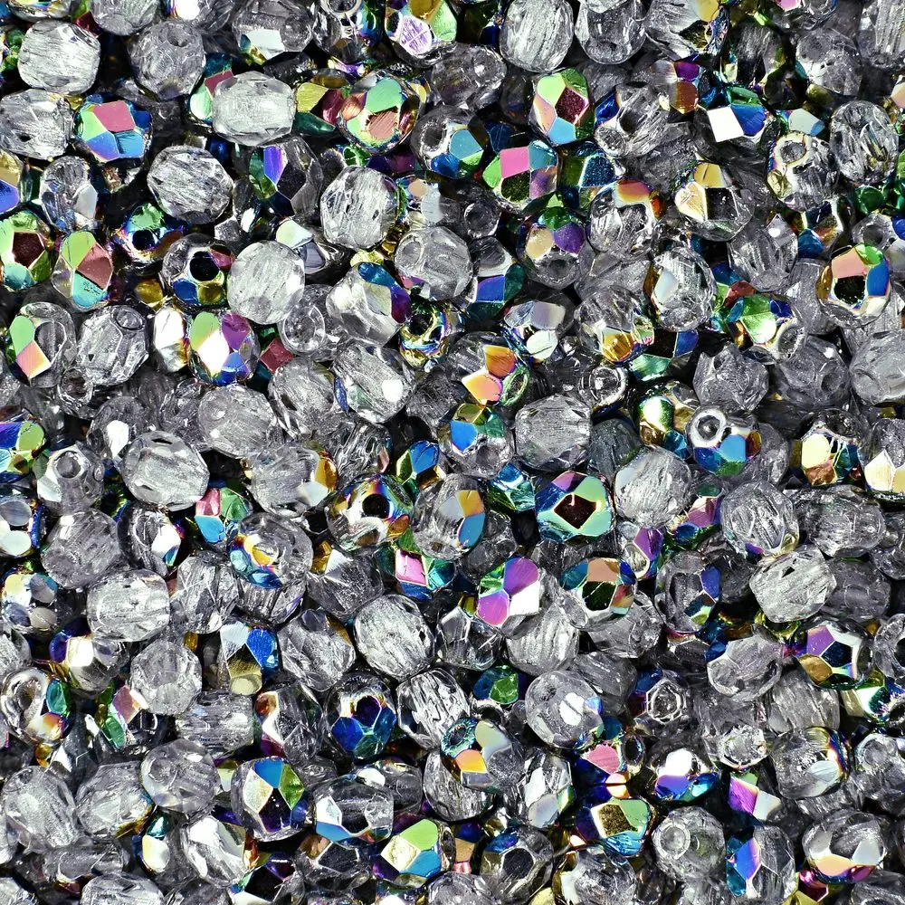 Manumi české broušené korálky 3 mm Crystal Vitral - 300 ks