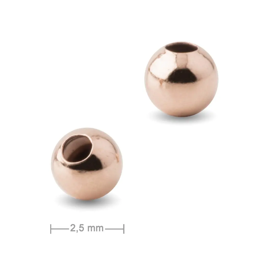 Stříbrný korálek 2,5 mm pozlacený 18K růžovým zlatem -