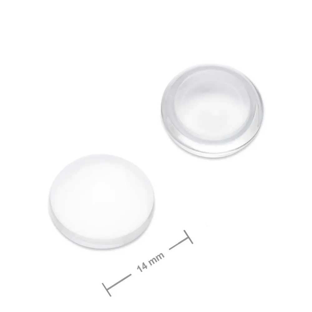 Skleněný kabošon 14 mm transparentní - 15 ks