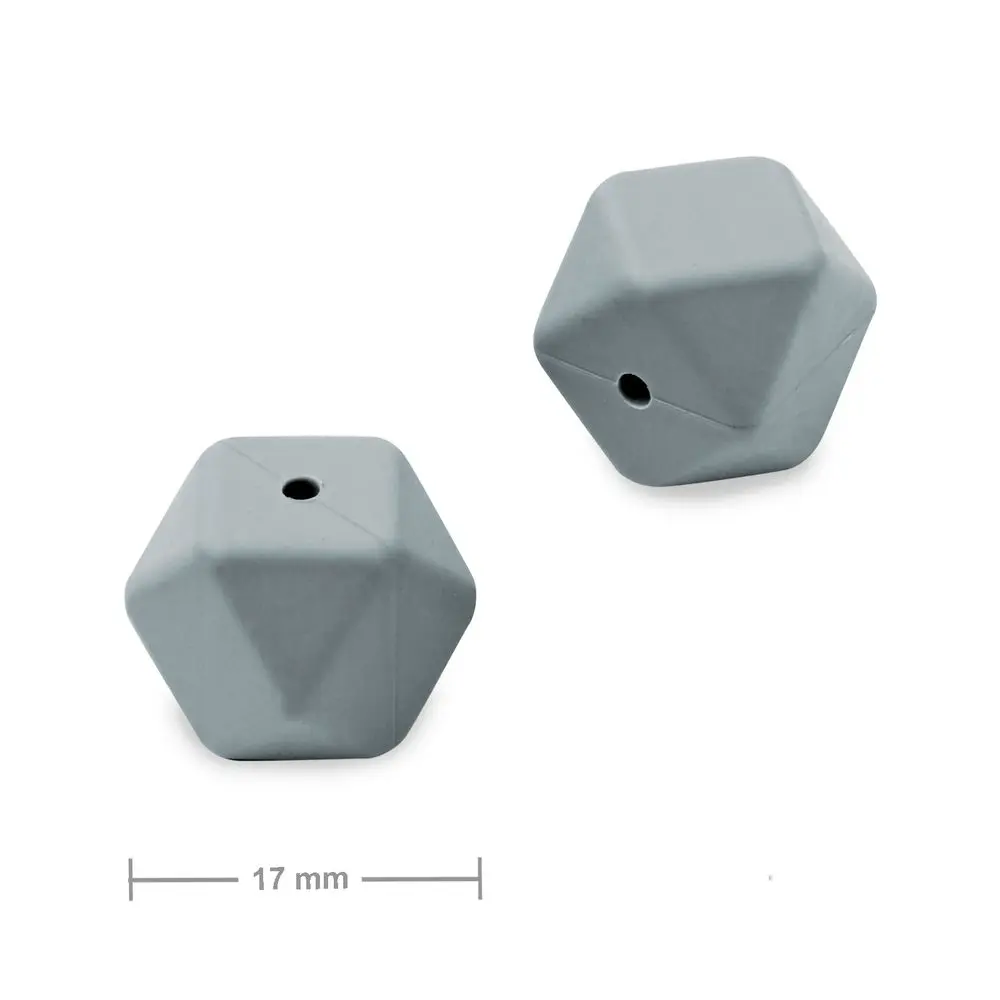 Silikonové korálky hexagon 17 mm Dim Grey -