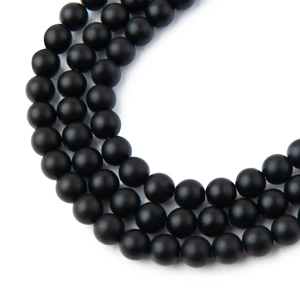Korálky z minerálu Černý onyx matný 6 mm - 30 ks