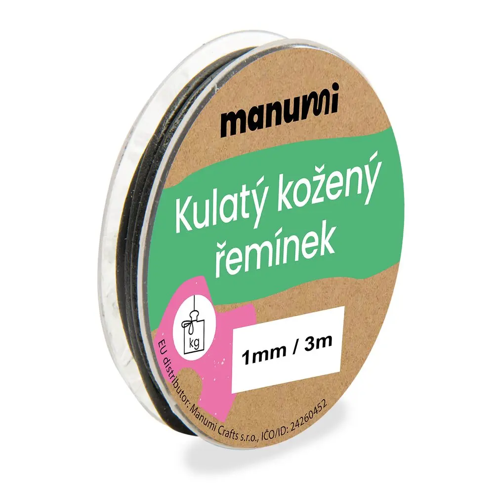 Manumi Kulatý kožený řemínek 2 mm/1m černý č. 45 - 1 ks