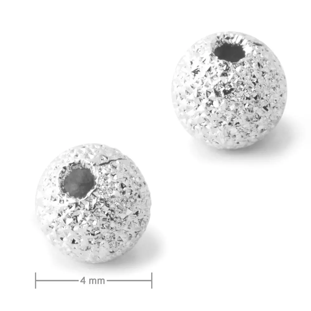 Kovový korálek stardust 4 mm v barvě stříbra - 8 ks