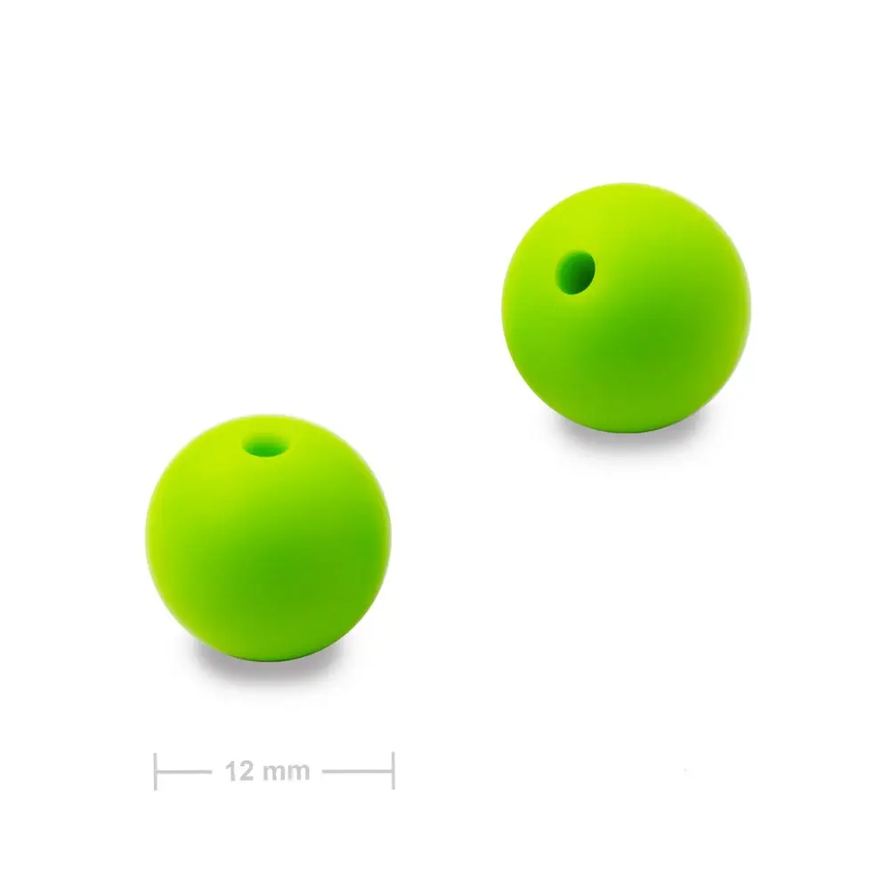 Silikonové kulaté korálky 12 mm Chartreuse Green - 20 ks