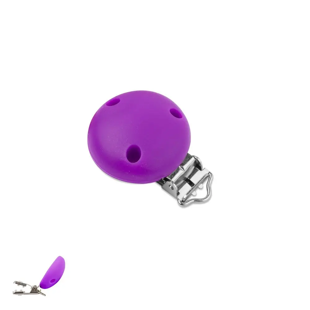 Silikonový klip na dudlík 34 mm s kovovou sponou Lavender -