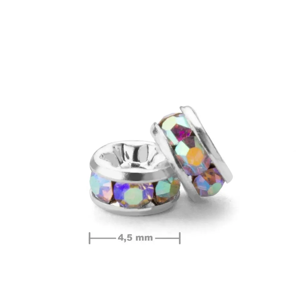 Manumi štrasová rondelka 4,5 mm stříbrná Crystal AB - 25 ks