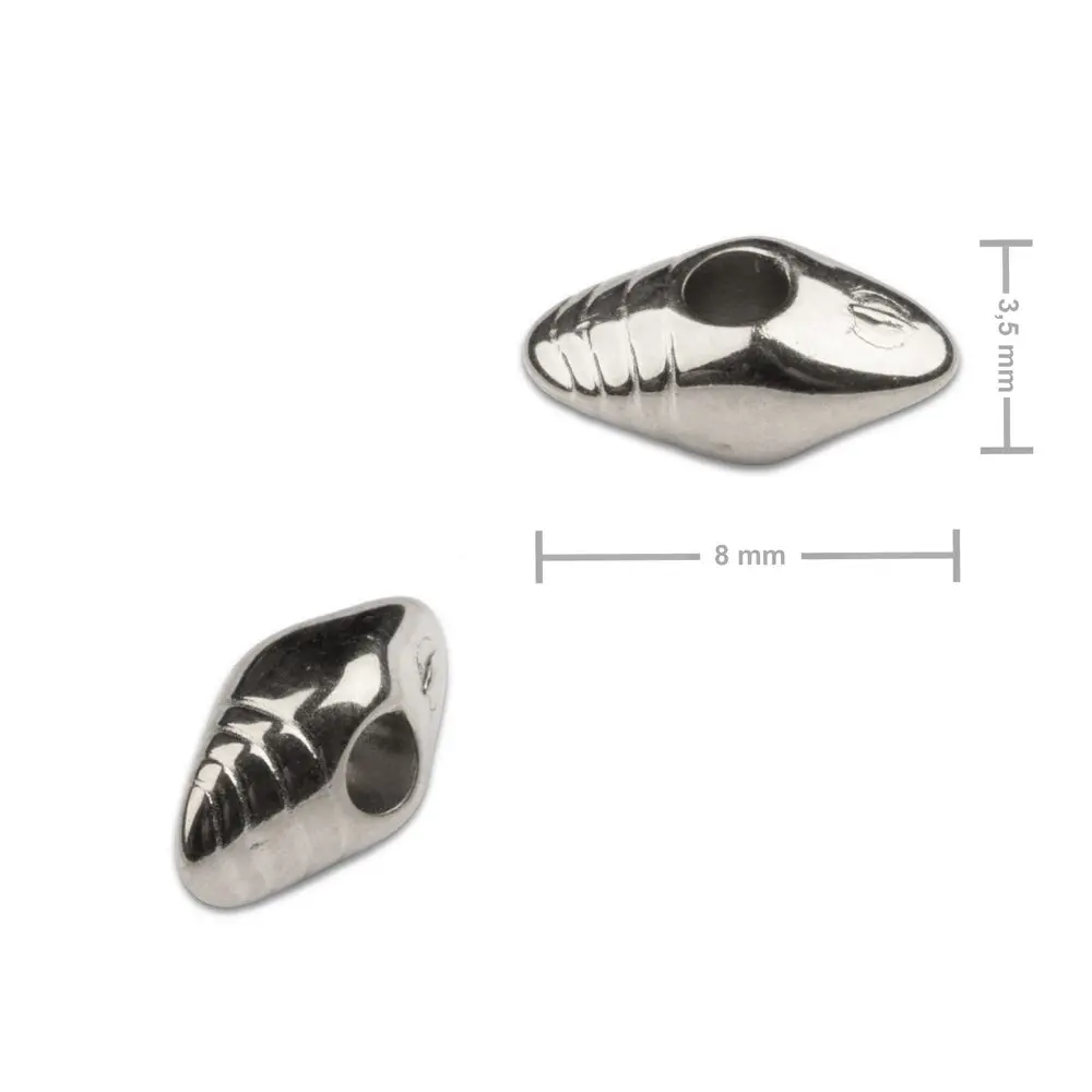Korálek z chirurgické oceli ve tvaru ulity 8 x 3,5 mm - 1 ks